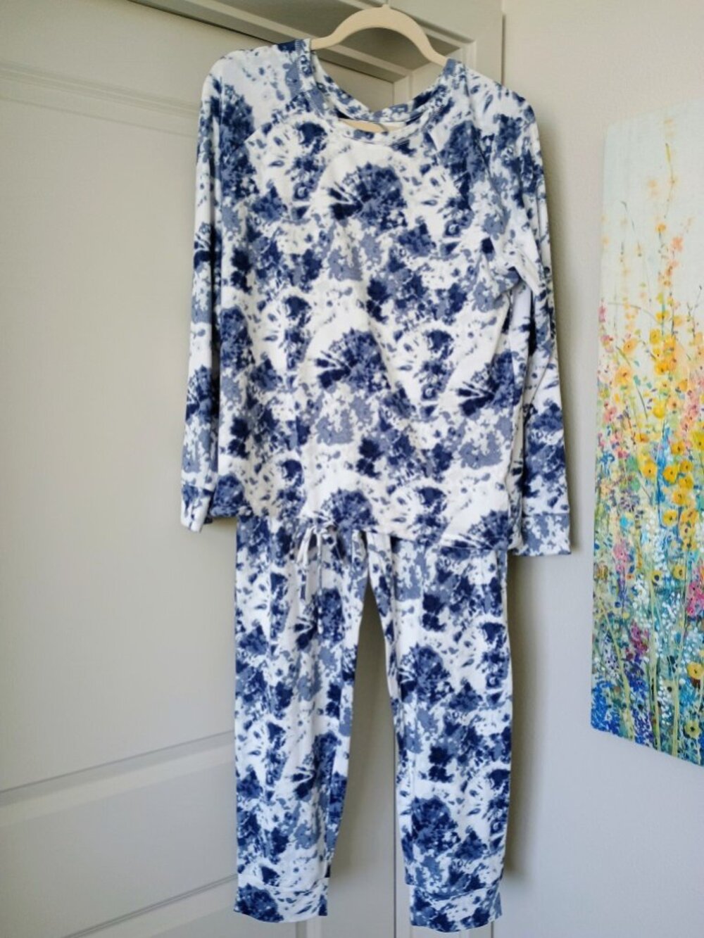 💙🩵NWT KIKIT 2 PC LOUNGEWEAR TIE DYE SET NAVY BLUE WHITE TIE DYE